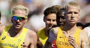 Oh la la! Olympics fans show their naughty side – as RUDE detail in photo of German and Aussie Olympic runners has the world in stitches