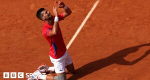 Olympic tennis: Novak Djokovic beats Carlos Alcaraz to win gold and seal ‘Golden Slam’