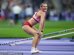 OnlyFans star Alysha Newman celebrates Olympic bronze by TWERKING to the crowd – as Canadian pole vaulter clears national record 4.85m to make podium in Paris
