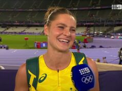 Paris Olympics: Nina Kennedy gives Channel Nine star Tony Jones a very cheeky two-word response after winning gold – and he will NOT be happy