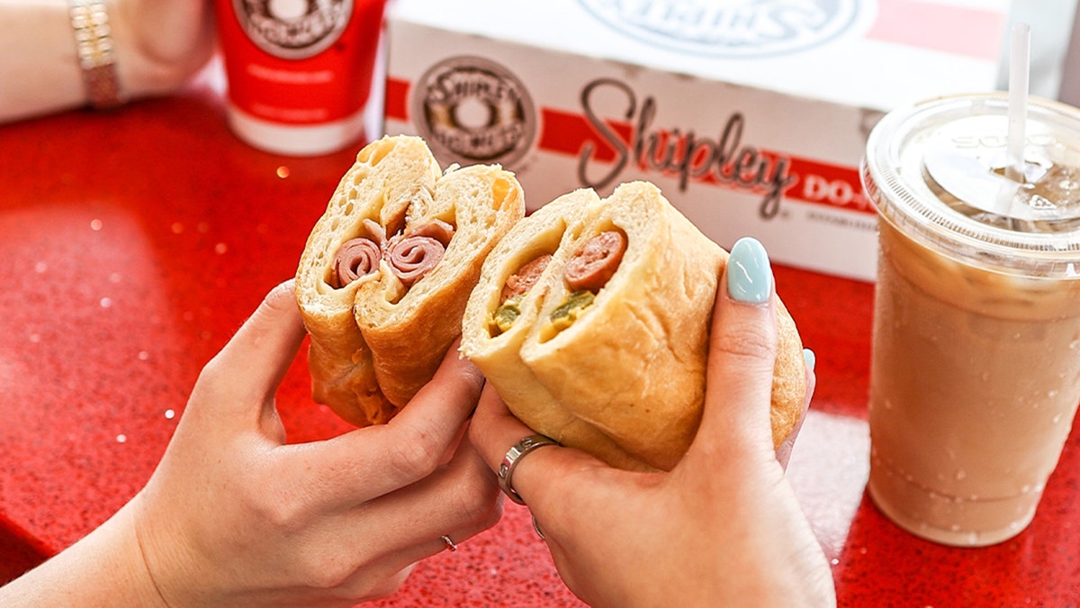 A ham and sausage kolache from Shipley Do-Nuts.