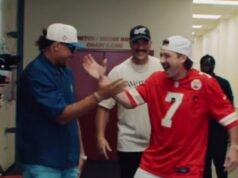 Taylor Swift fans slam Travis Kelce for joining controversial country star Morgan Wallen on stage… while singer wore Harrison Butker’s jersey number