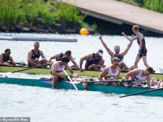 Team GB clinch GOLD in men’s eight sculls final at Olympic Games as boat of giants power through the pain to round off regatta in style – but Morgan Bolding admits ‘we just held on’
