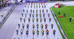 Thrilling Olympic men’s 100m final as you’ve never seen it before: Stunning photo shows how Noah Lyles burst to take gold medal in photo finish despite trailing in last place