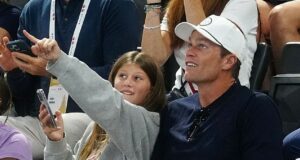 Tom Brady cheers Simone Biles on alongside daughter Vivian on dramatic Olympics morning – as fans joke: ‘It’s GOAT watching GOAT!’