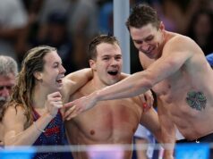 USA mixed 4x100M medley relay team breaks world record to win gold at Olympics